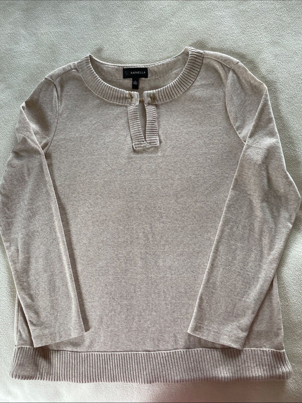 Rafaella Light Beige Keyhole Pullover